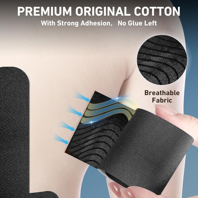 KTQUICK Store PreCut Kinesiology Tape for Lower Back, 12PCS Kinesiology Tape Precut for Lower Back, Original Cotton Waterproof&Breathable Latex-Free, Enhance Elastic Athletic Tape for Support Muscle(Black) - Image 3
